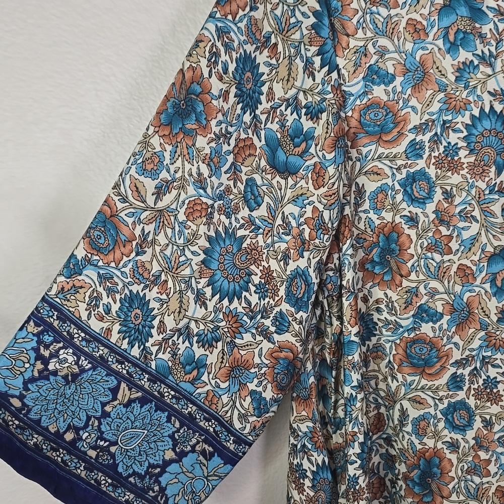 La Fourmi Rougue Floral Patterned Kaftan Dress Silk Blend Size XXL - Picture 5 of 7
